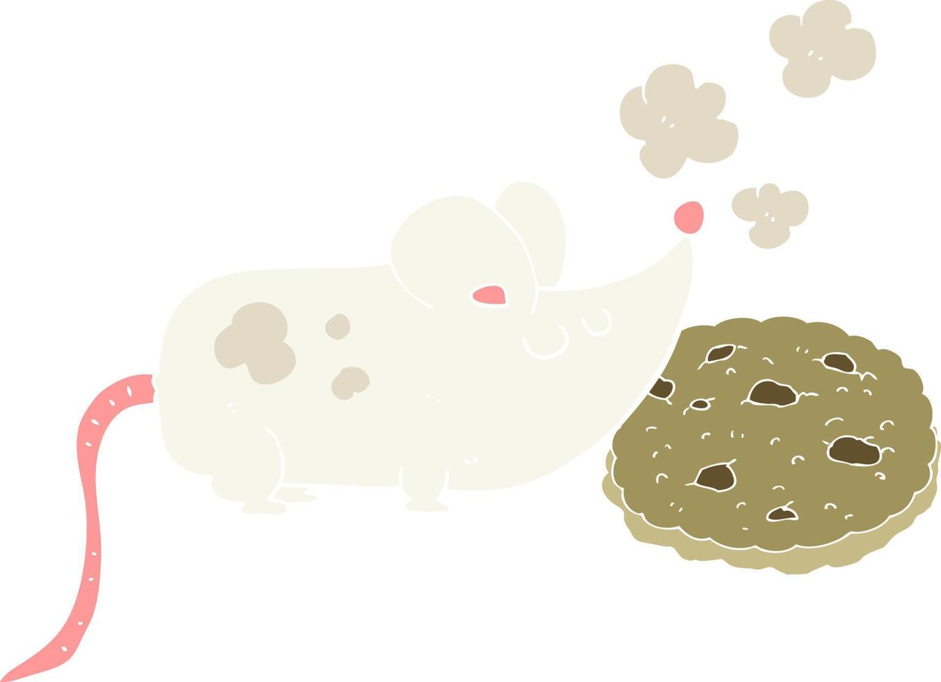 jolie illustration en couleur plate de la souris et du cookie vecteur