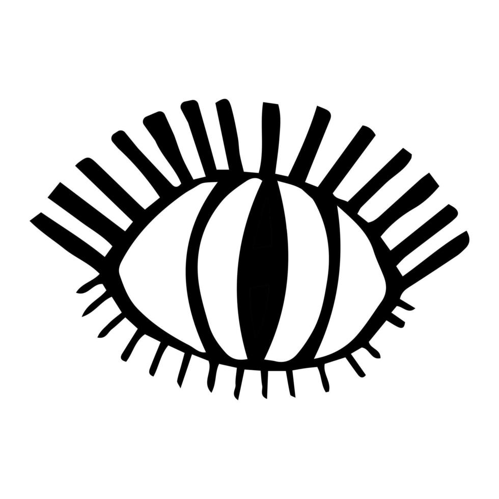 oeil dessiné au pinceau d'encre. signe vectoriel de l'œil humain.