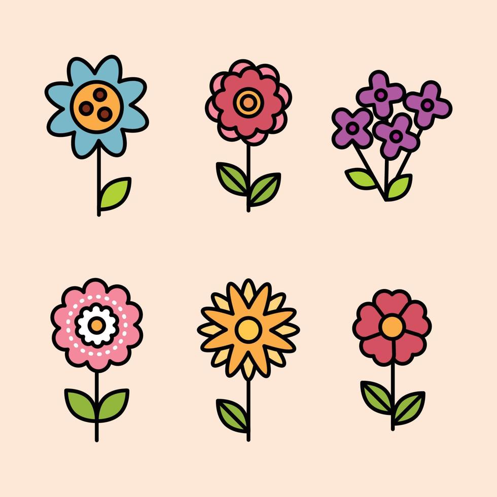 icônes florales décrites vecteur