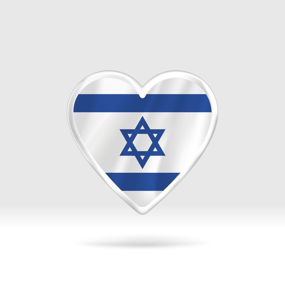 coeur du drapeau d'israël. modèle d'étoile et de drapeau de bouton d'argent. édition facile et vecteur en groupes. illustration vectorielle de drapeau national sur fond blanc.