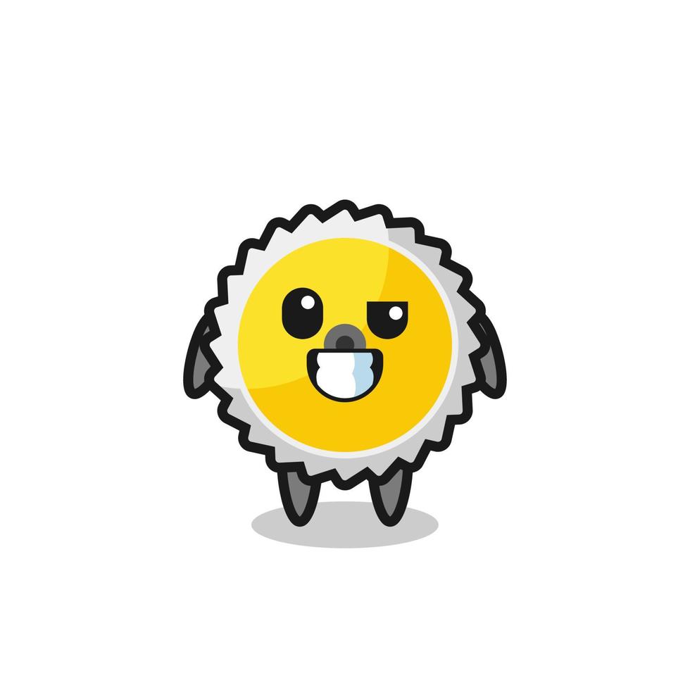 adorable mascotte de lame de scie avec un visage optimiste vecteur