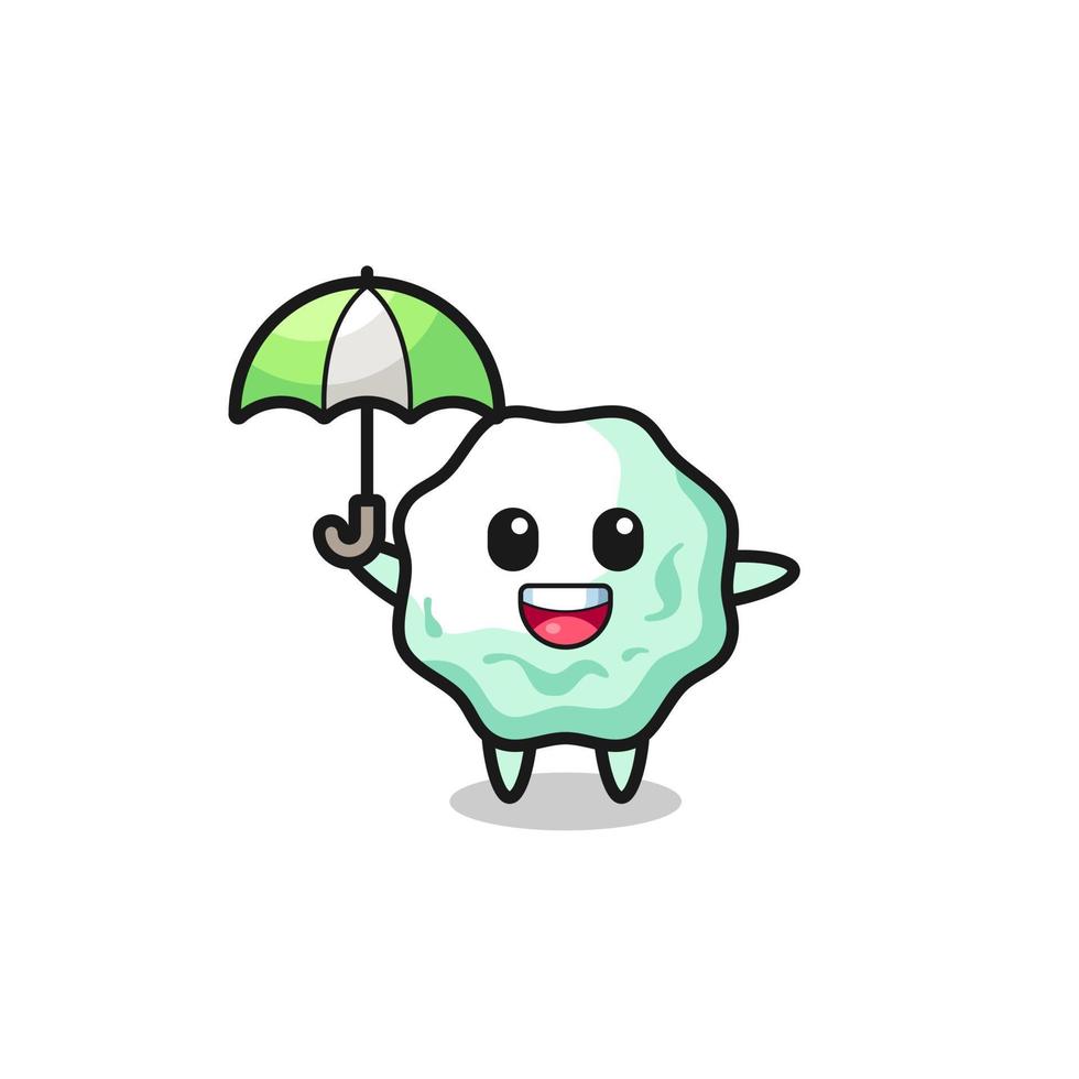 illustration mignonne de chewing-gum tenant un parapluie vecteur