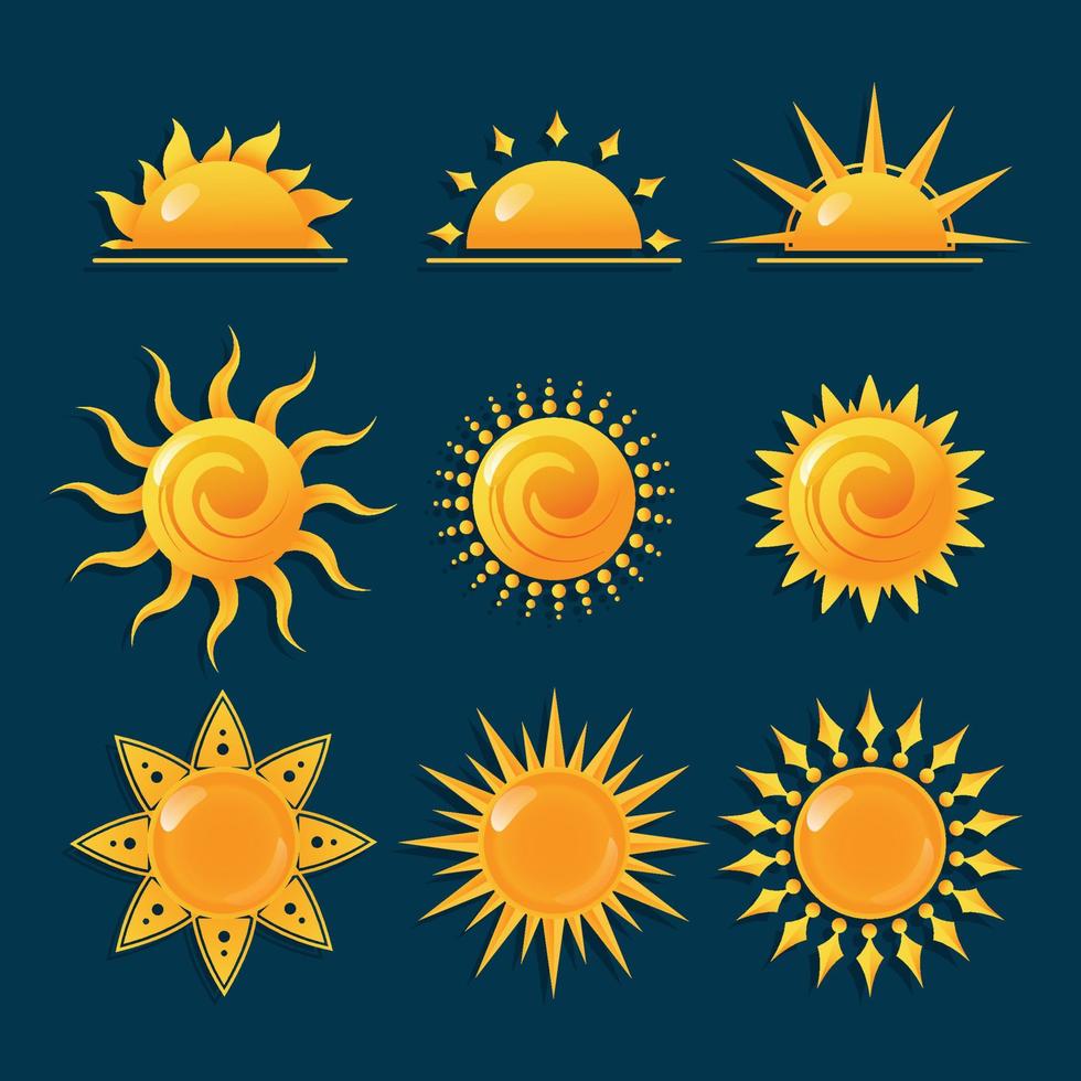 collection d'icônes de soleil vecteur