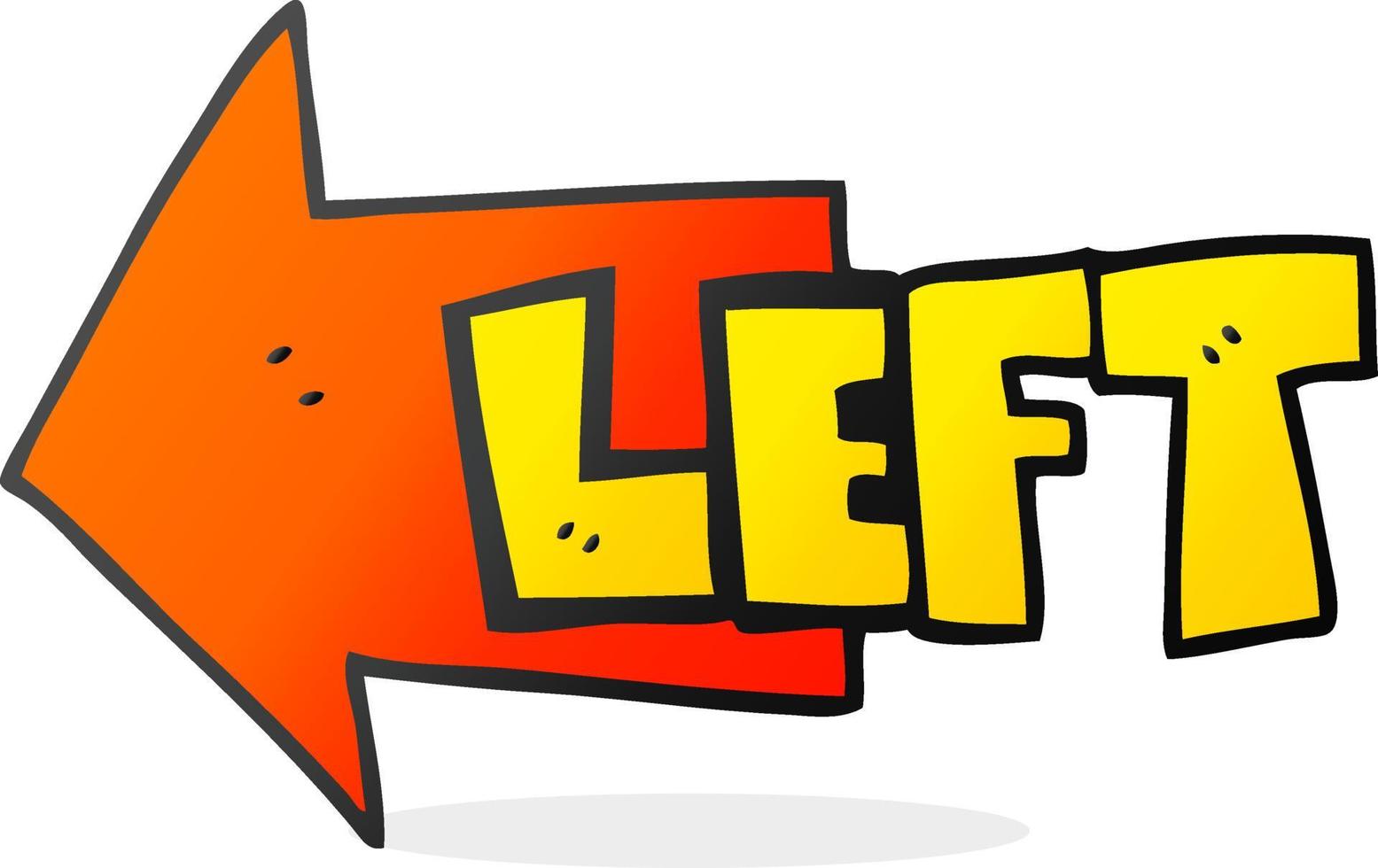 Symbole de gauche cartoon dessiné à main levée vecteur