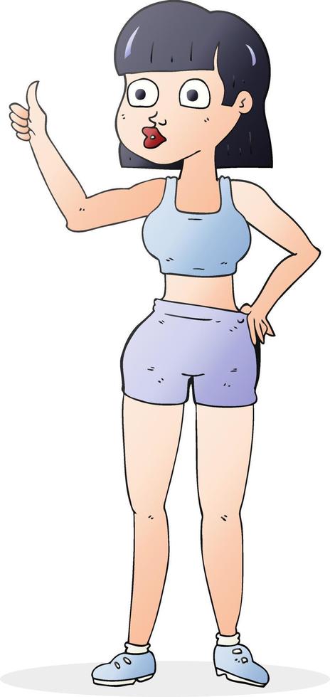 femme de gym cartoon dessiné à main levée vecteur