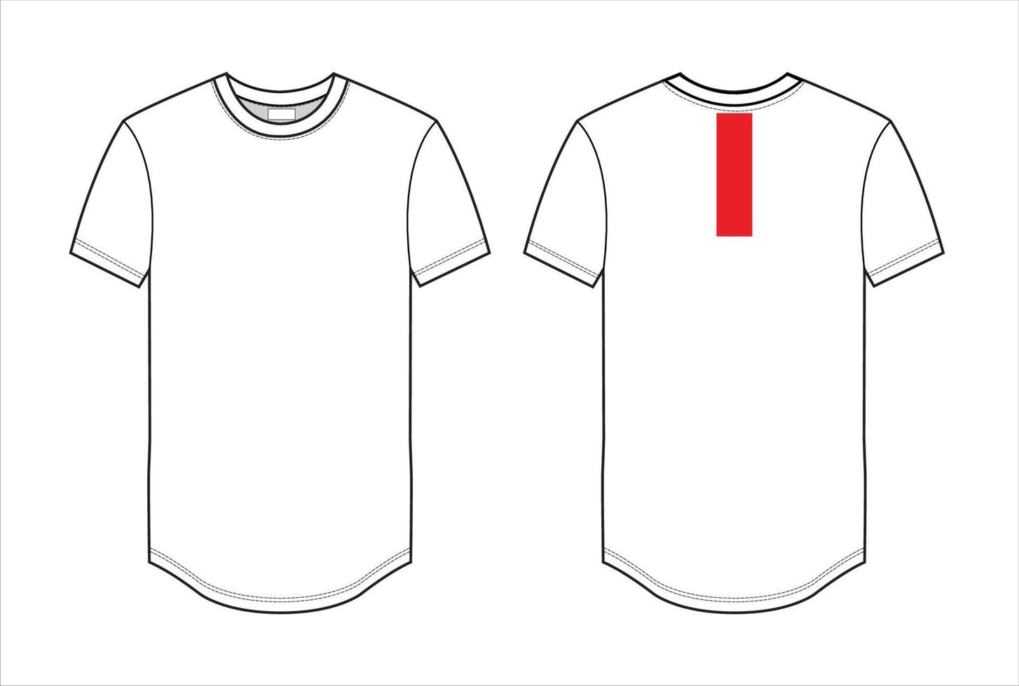 conception de t-shirt avec ourlet rond, croquis de détails pour hommes vecteur