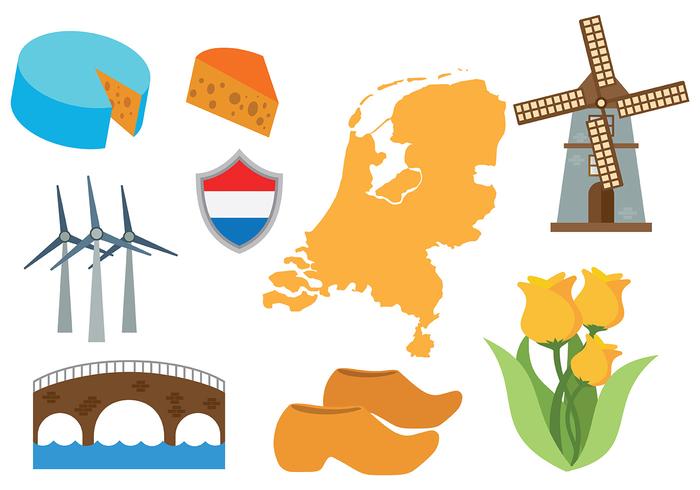 Vecteur libre des icônes de la carte des Pays-Bas