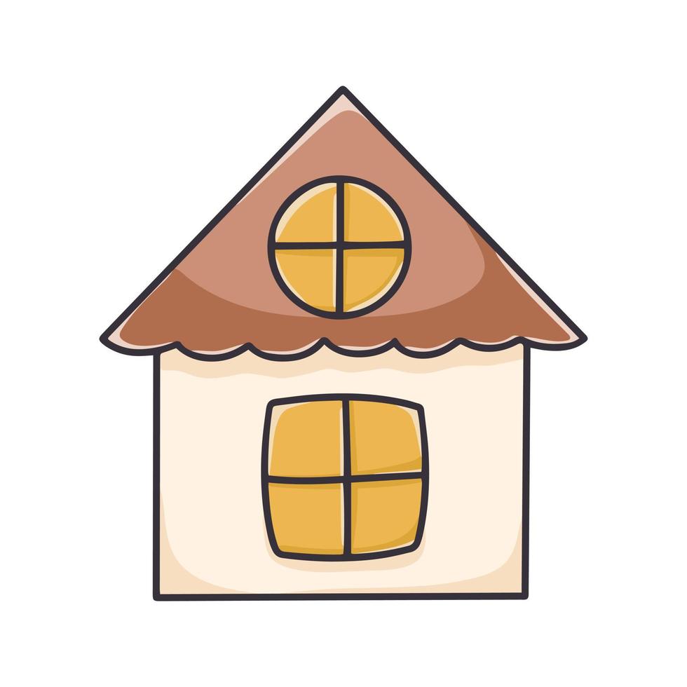 clipart de dessin animé de maison dessiné à la main vecteur