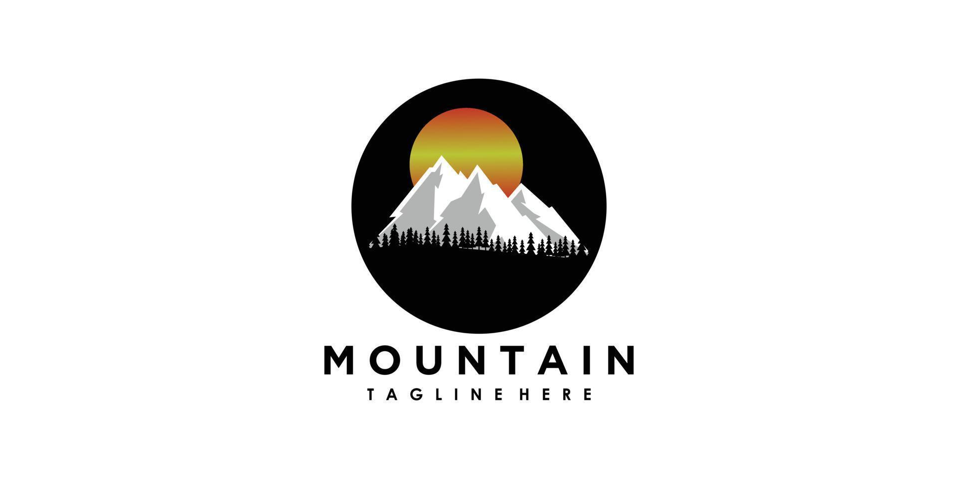 création de logo d'aventure en montagne vintage avec vecteur premium de concept créatif