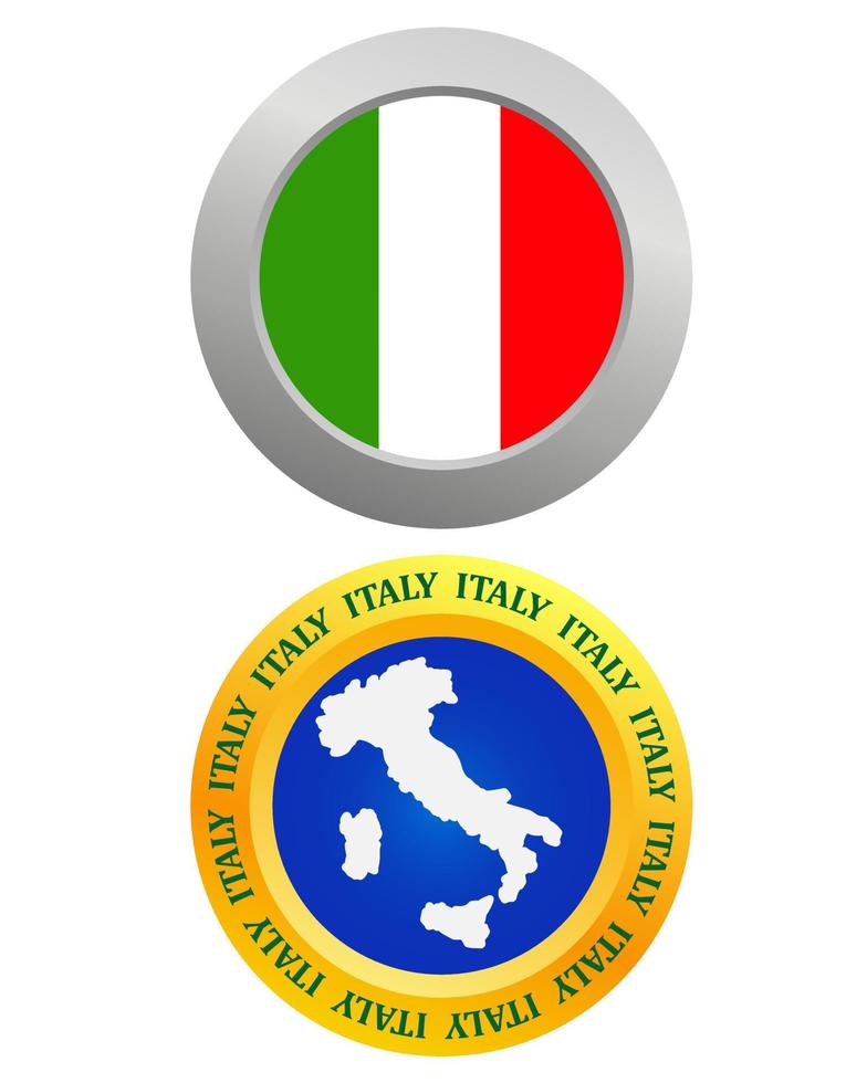 bouton comme symbole du drapeau italien et carte sur fond blanc vecteur