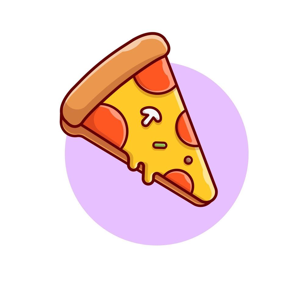 tranche d'illustration d'icône de vecteur de dessin animé de pizza. concept d'icône d'objet alimentaire isolé vecteur premium. style de dessin animé plat