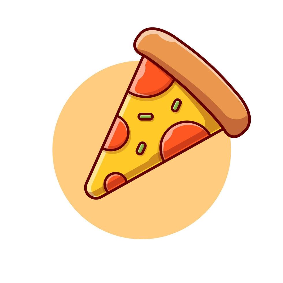 tranche d'illustration d'icône de vecteur de dessin animé de pizza. concept d'icône d'objet alimentaire isolé vecteur premium. style de dessin animé plat