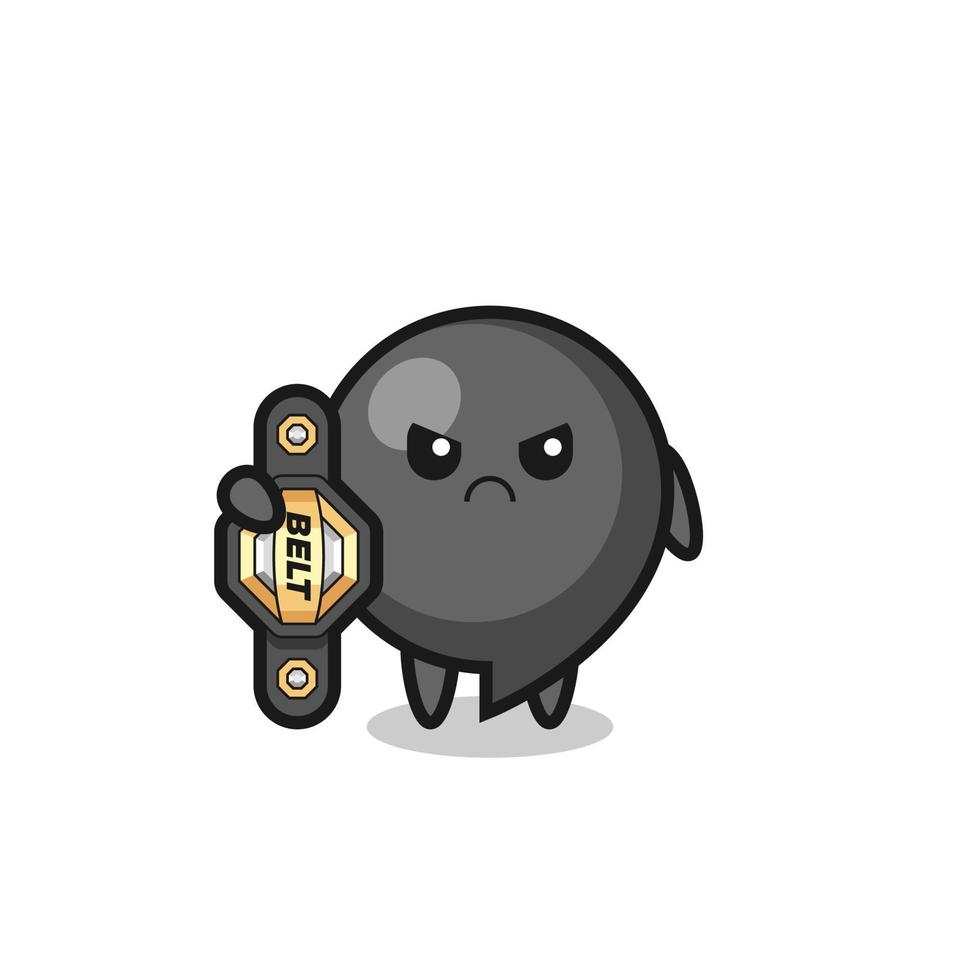 personnage de mascotte de symbole de virgule en tant que combattant mma avec la ceinture de champion vecteur