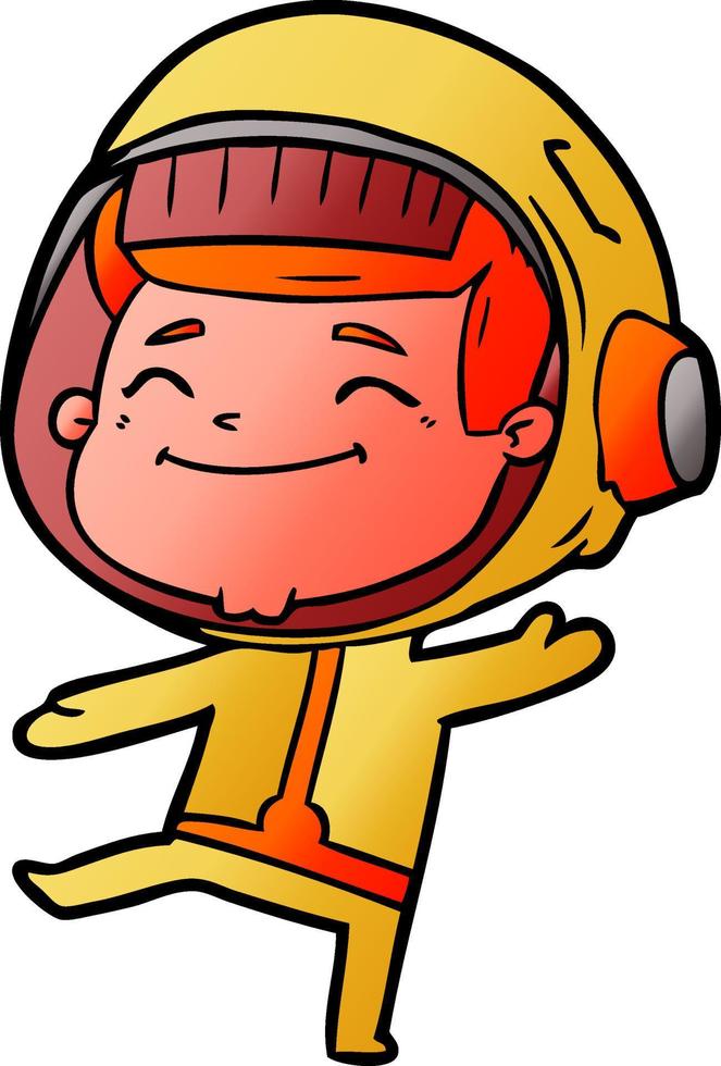 heureux, dessin animé, astronaute vecteur