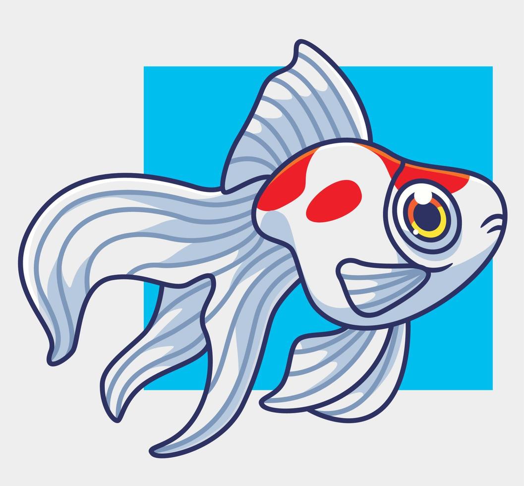 mignon poisson d'or blanc. illustration d'animal de dessin animé isolé. vecteur de logo premium de conception d'icône d'autocollant de style plat. personnage mascotte