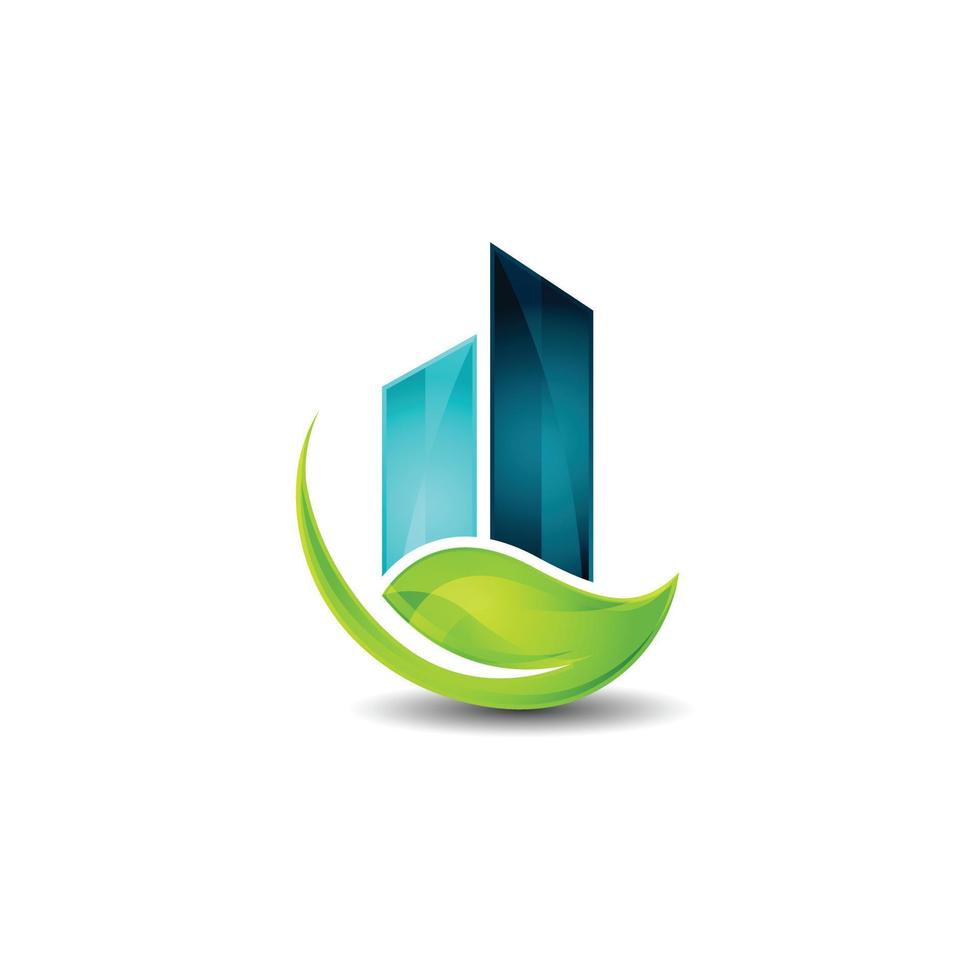 logo écologique de construction de feuille de nature verte vecteur