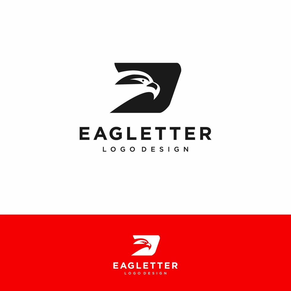 lettre d eagle head logo noir vecteur couleur et art de fond rouge
