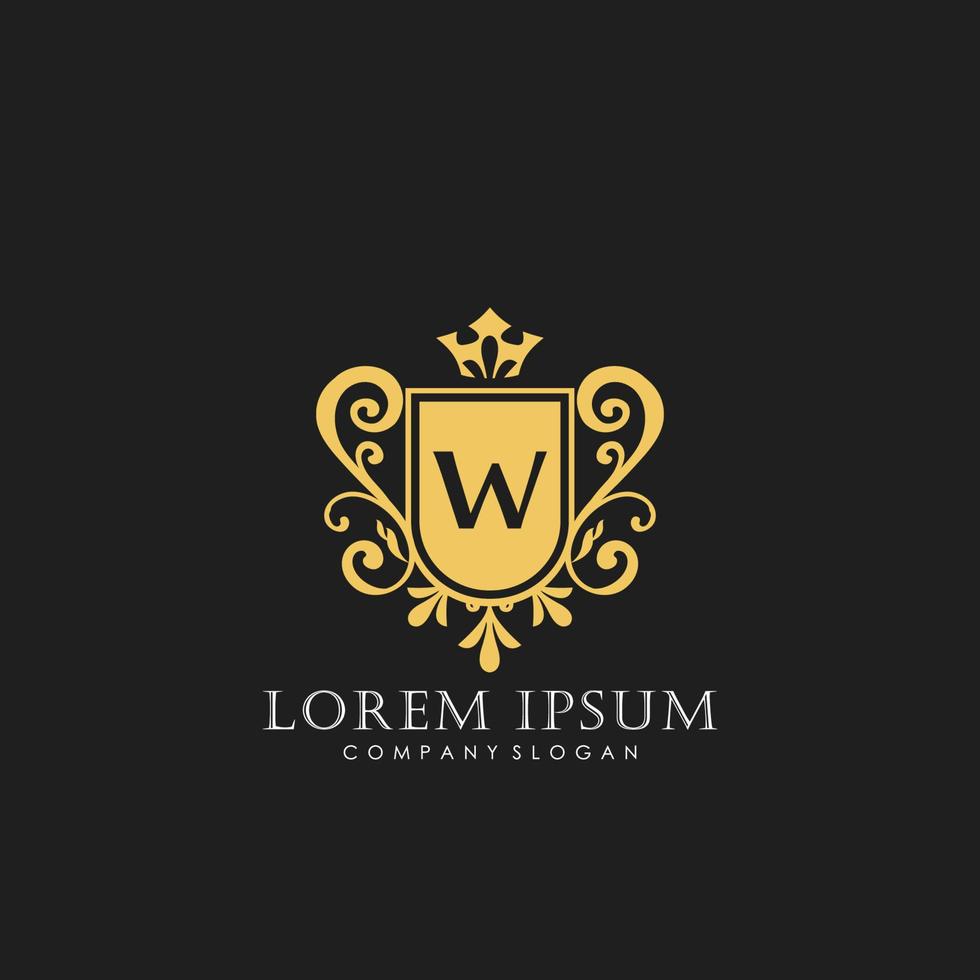 w modèle de logo de luxe de lettre initiale dans l'art vectoriel pour le restaurant, la royauté, la boutique, le café, l'hôtel, l'héraldique, les bijoux, la mode et d'autres illustrations vectorielles.