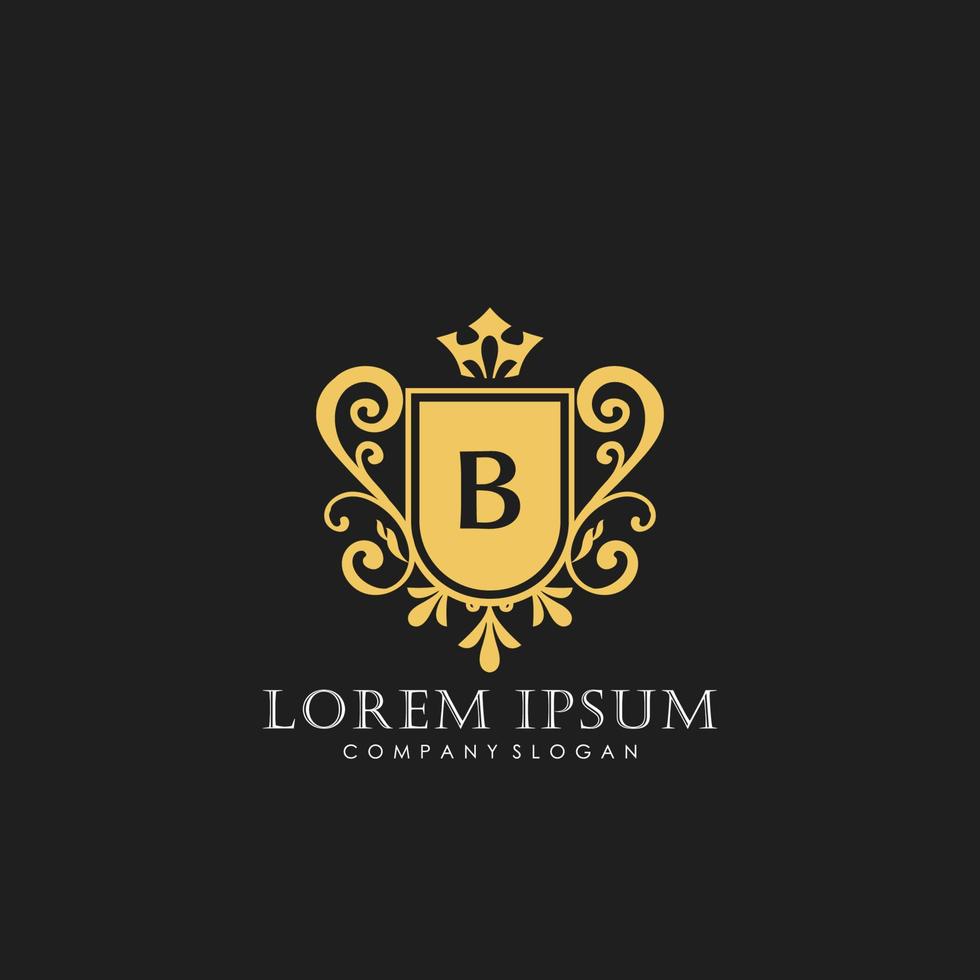 b modèle de logo de luxe de lettre initiale dans l'art vectoriel pour le restaurant, la royauté, la boutique, le café, l'hôtel, l'héraldique, les bijoux, la mode et d'autres illustrations vectorielles.