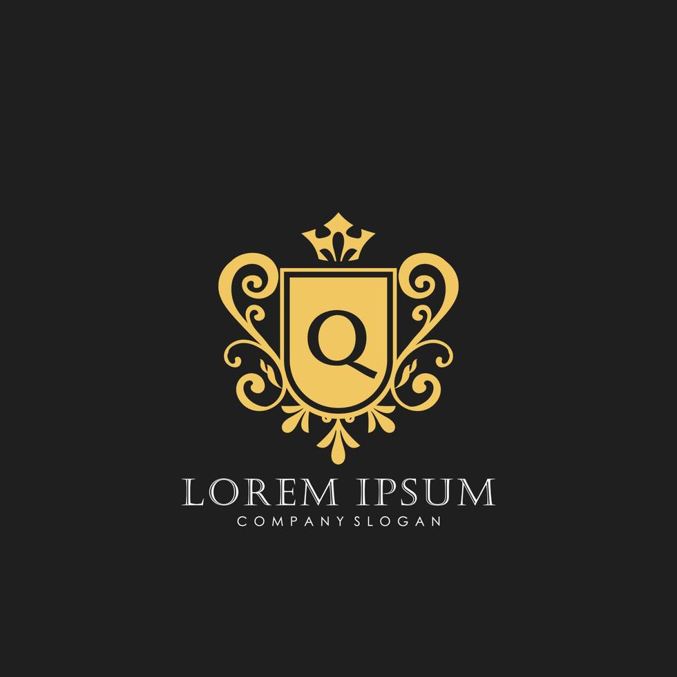 q modèle de logo de luxe de lettre initiale dans l'art vectoriel pour le restaurant, la royauté, la boutique, le café, l'hôtel, l'héraldique, les bijoux, la mode et d'autres illustrations vectorielles.