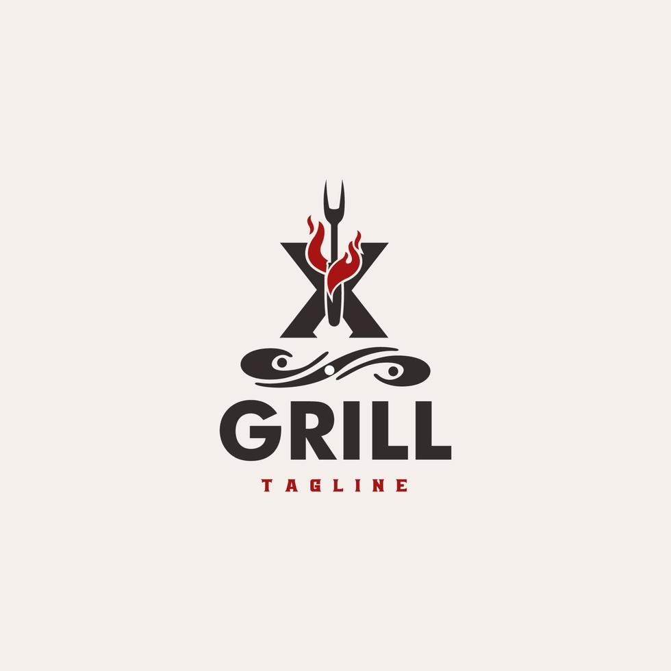 x lettre grill basique et élégant design artistique minimal basé icône logo vecteur