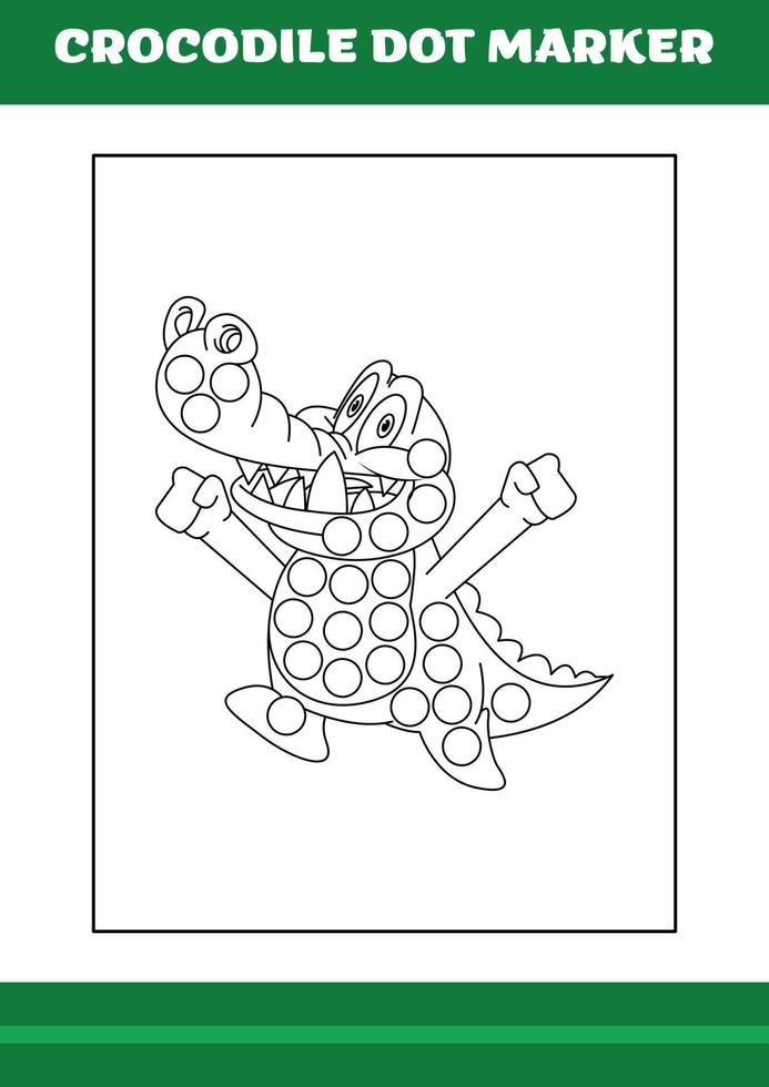 marqueur de points d'éducation pour les enfants. coloriage de marqueur de point de crocodile pour les enfants vecteur