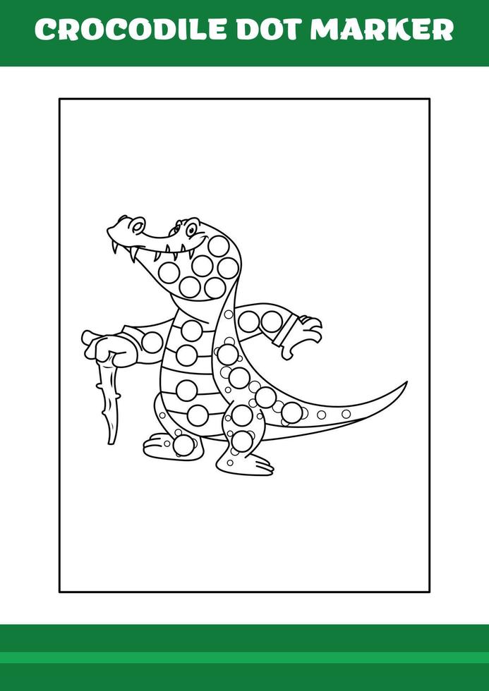 marqueur de points d'éducation pour les enfants. coloriage de marqueur de point de crocodile pour les enfants vecteur