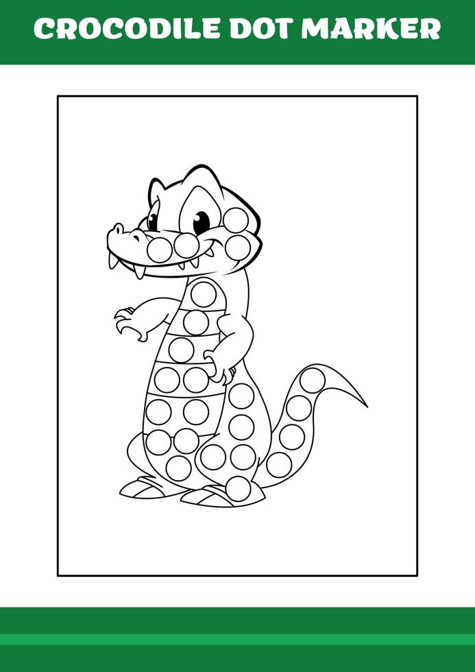 marqueur de points d'éducation pour les enfants. coloriage de marqueur de point de crocodile pour les enfants vecteur