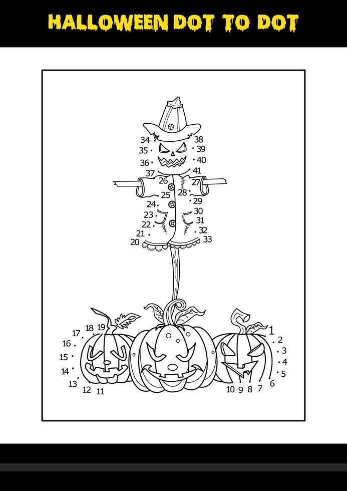 coloriage point à point d'halloween pour les enfants. conception de page de coloriage d'art en ligne pour les enfants. vecteur