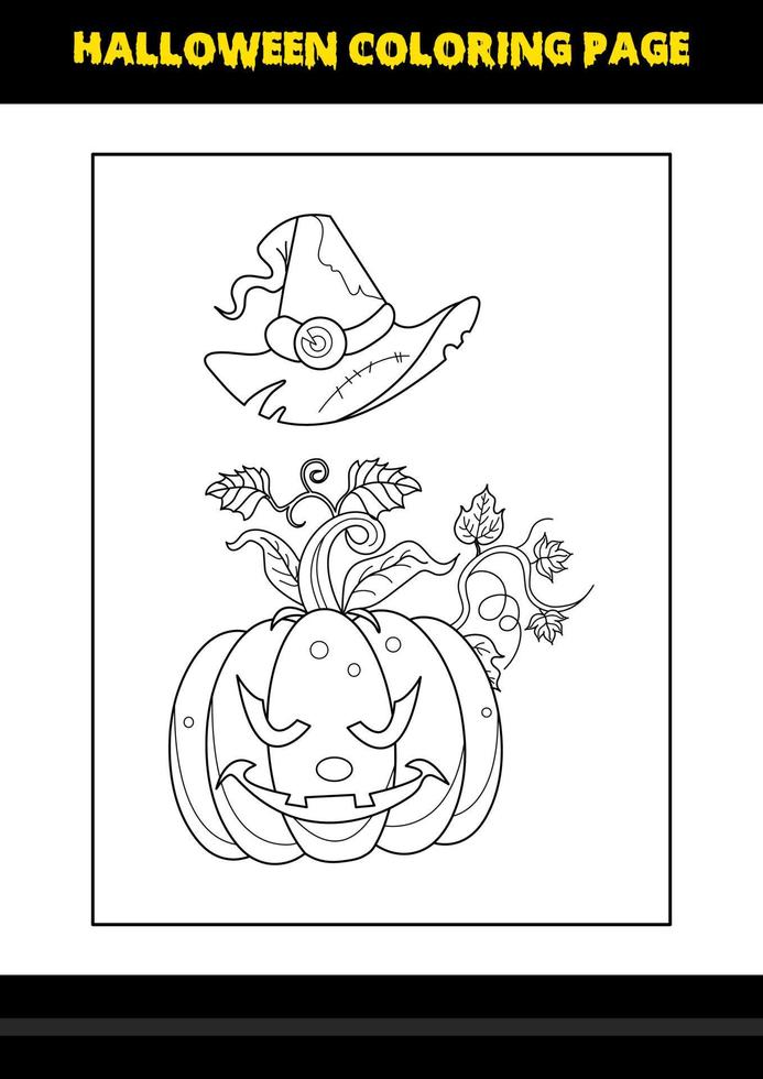 coloriage d'halloween pour les enfants. conception de page de coloriage d'art en ligne pour les enfants. vecteur