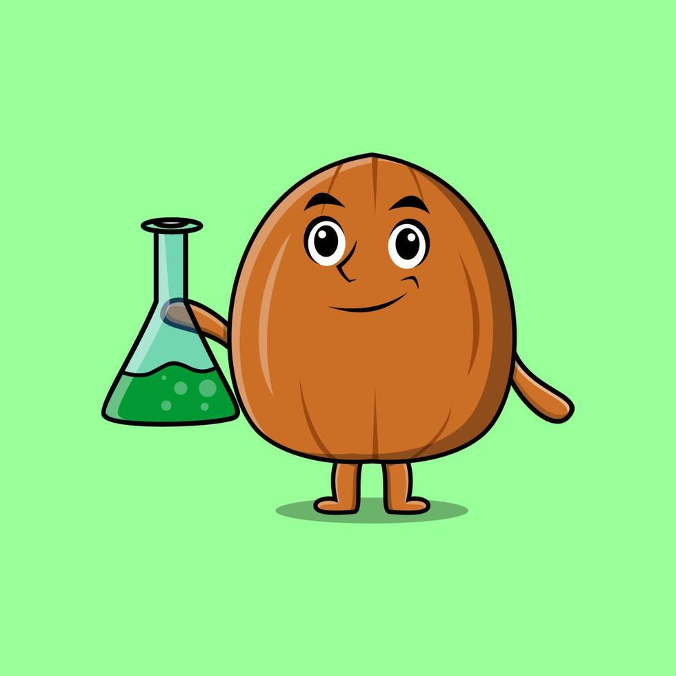 personnage de dessin animé mignon noix d'amande en tant que scientifique vecteur