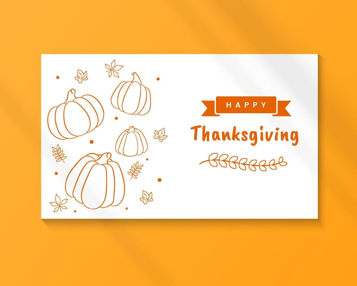 dessin animé de modèle de carte de thanksgiving dessiné à la main. illustration de l'art vectoriel