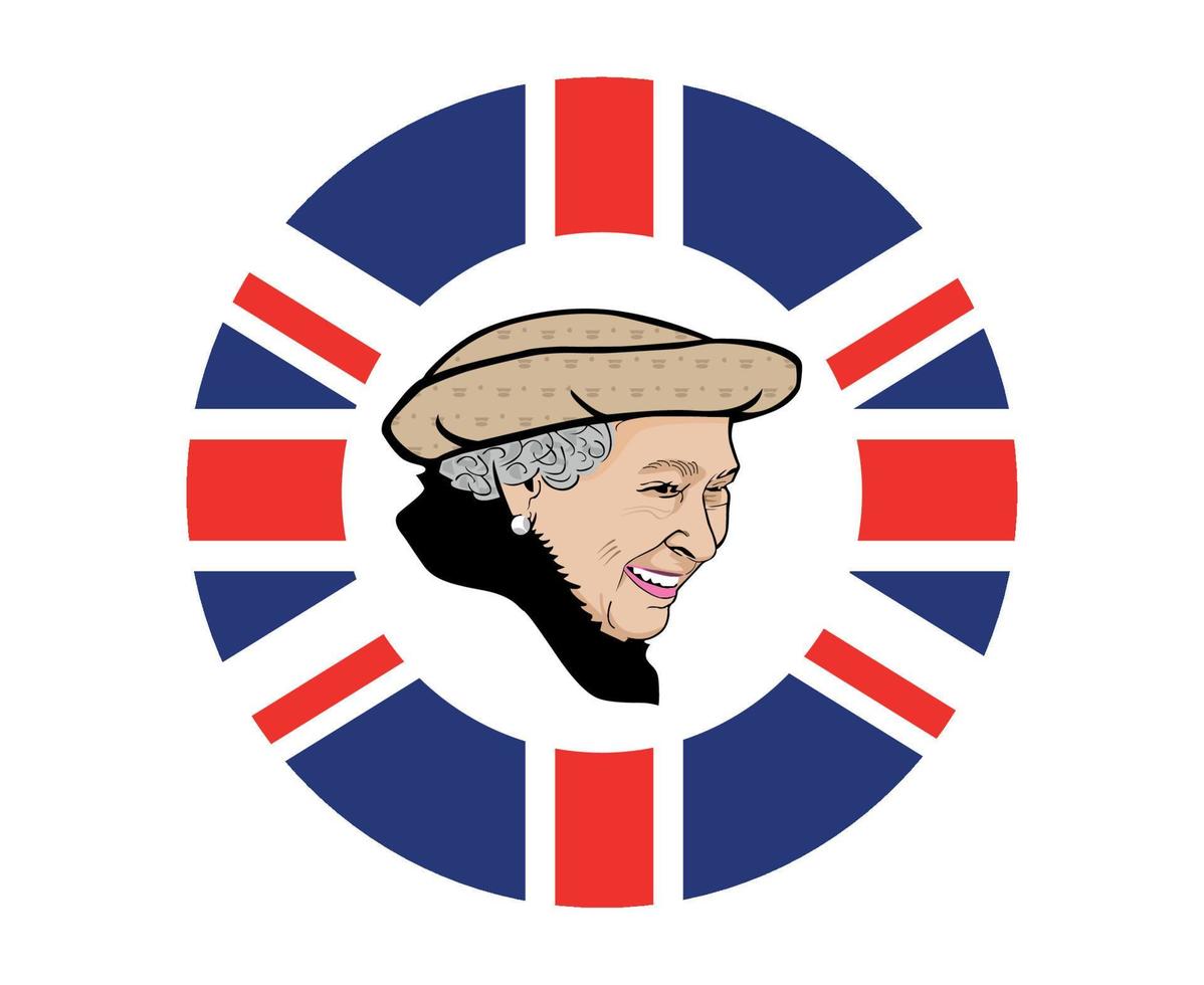 reine elizabeth visage portrait avec drapeau britannique royaume uni europe nationale emblème icône illustration vectorielle élément de conception abstraite vecteur