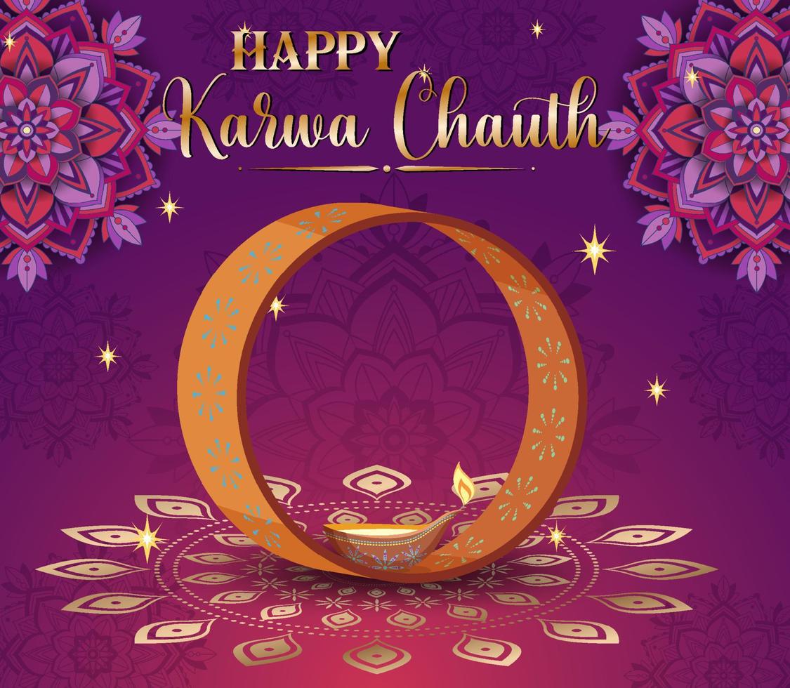 conception d'affiche heureuse de karva chauth vecteur