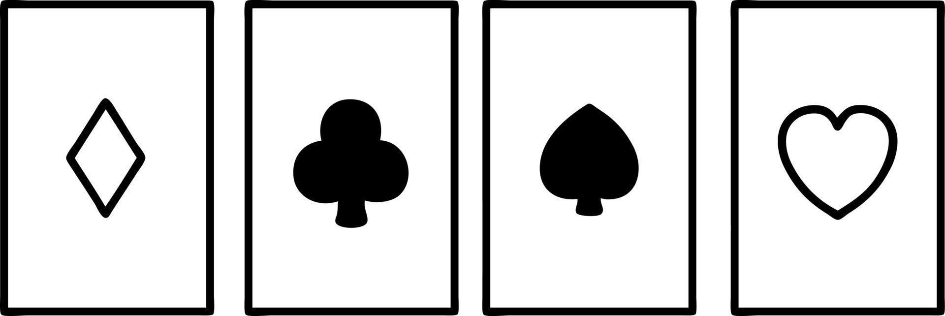 tatouage dans le style de ligne noire d'un jeu de cartes vecteur