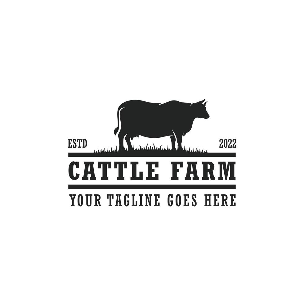 vecteur de logo de ferme bovine. logo de ferme de vache