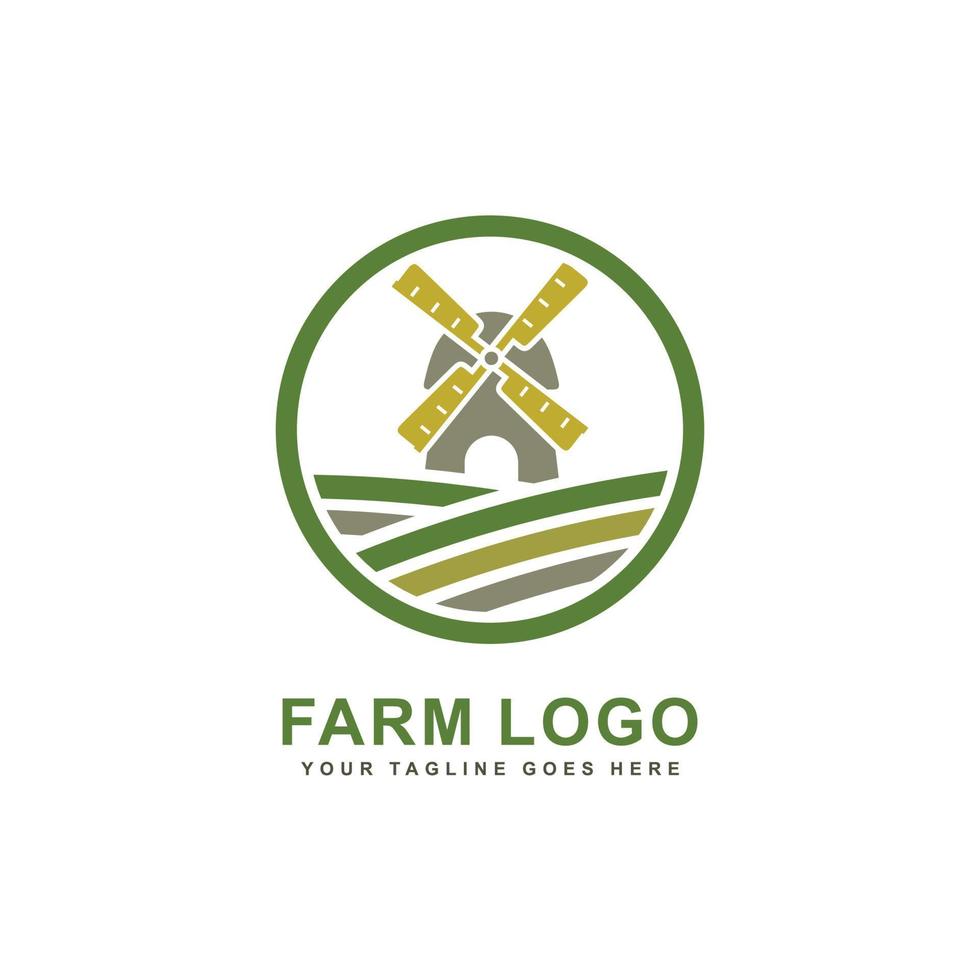 logo de la ferme. illustration vectorielle de moulin à vent logo vecteur