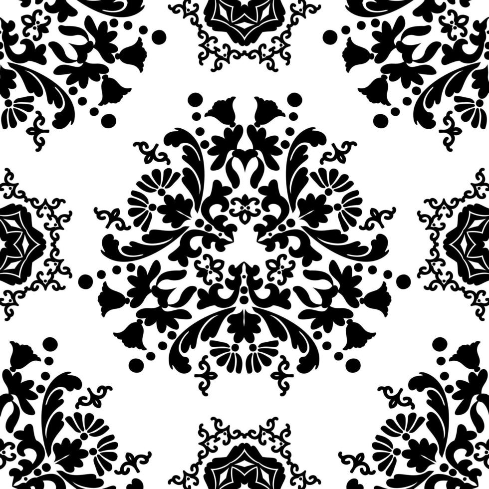 abstraction en noir et blanc avec un motif floral sur fond blanc. modèle vintage sans couture. illustration vectorielle. vecteur