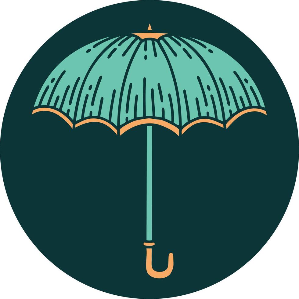 image de style de tatouage emblématique d'un parapluie vecteur