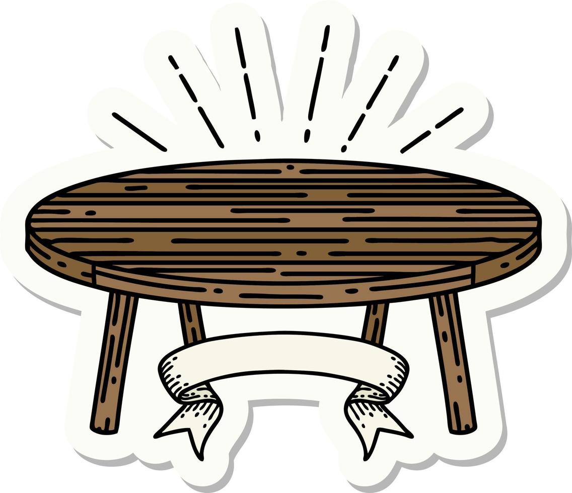 autocollant d'une table en bois style tatouage vecteur