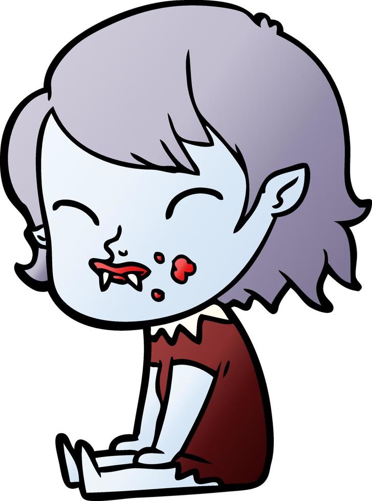 dessin animé vampire fille avec du sang sur la joue vecteur