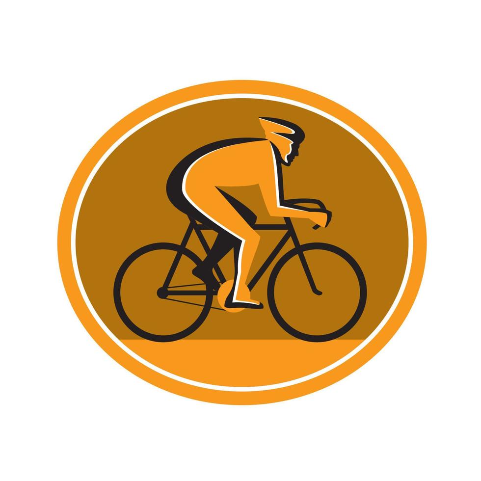 cycliste équitation vélo cyclisme courses cercle rétro vecteur