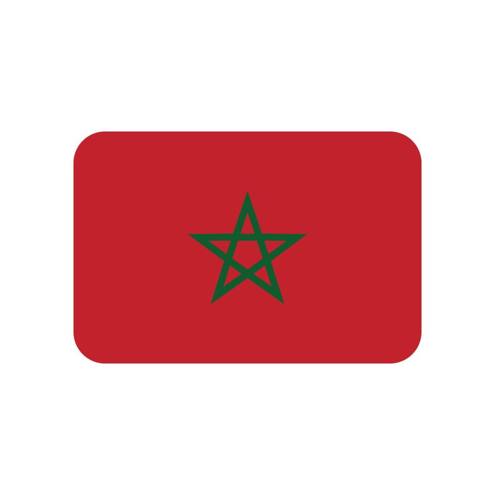 drapeau de vecteur maroc avec coins arrondis isolé sur fond blanc