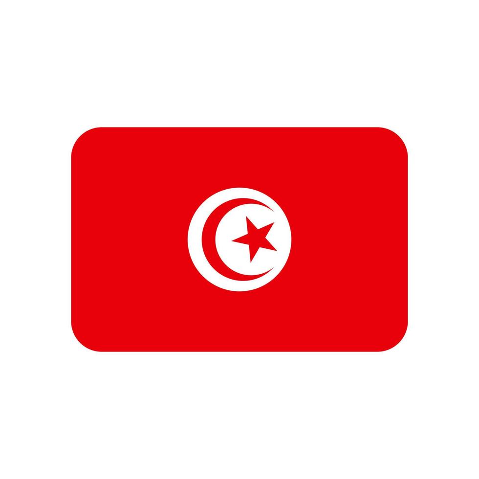 drapeau de vecteur tunisie avec coins arrondis isolé sur fond blanc