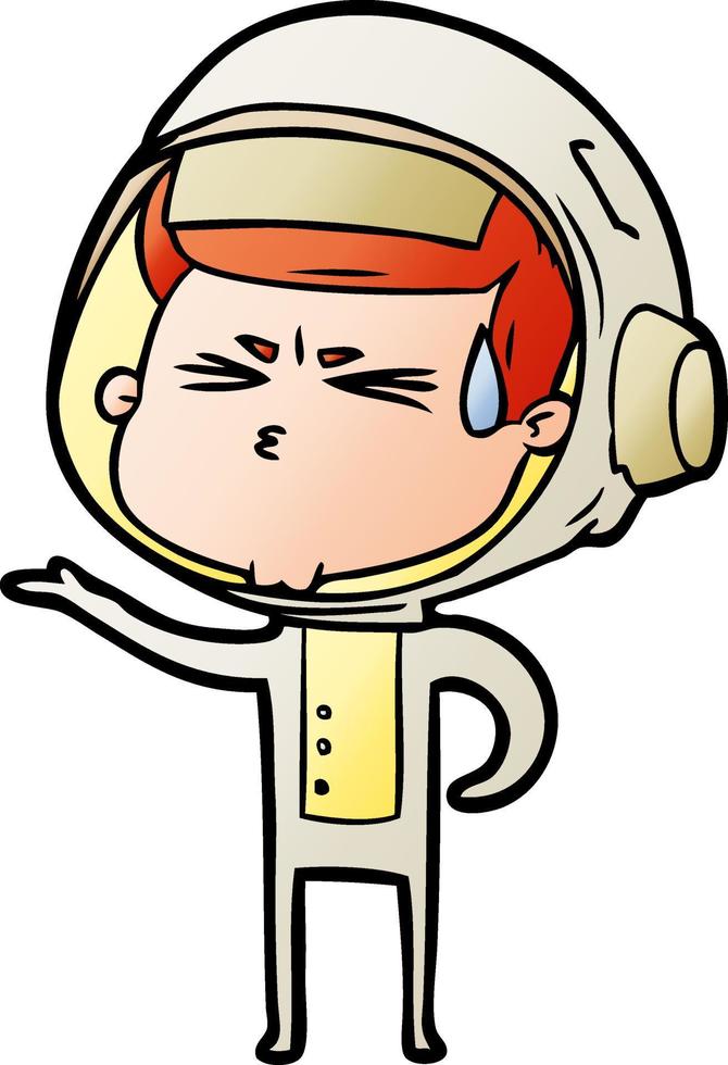 astronaute stressé de dessin animé vecteur