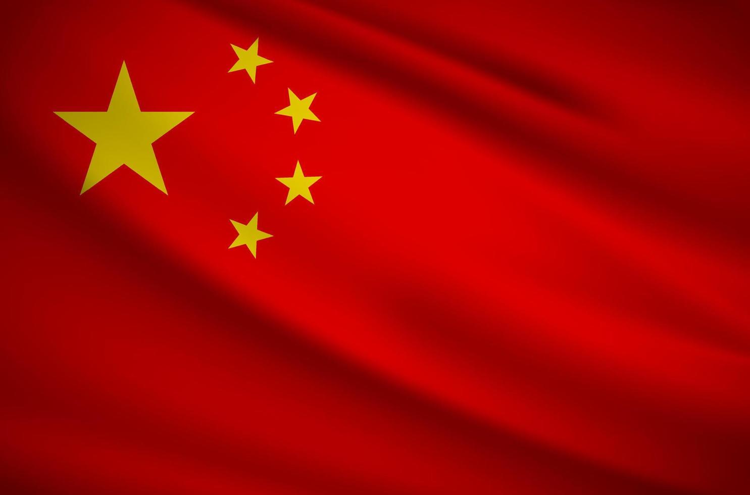 drapeau ondulé réaliste du vecteur de fond de la Chine. vecteur de drapeau ondulé de chine