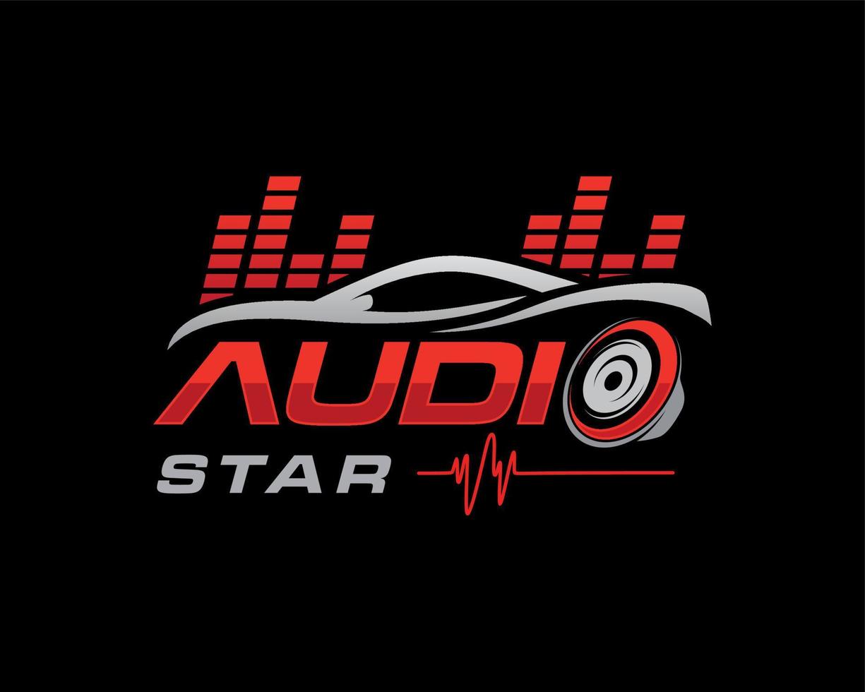 logo des services audio de voiture. inspiration vectorielle de conception de logo de voiture et de musique vecteur