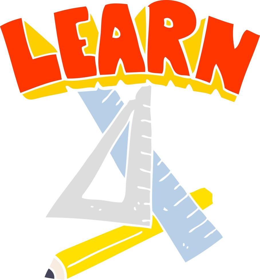 illustration en couleur plate d'un crayon et d'une règle sous le symbole d'apprentissage vecteur