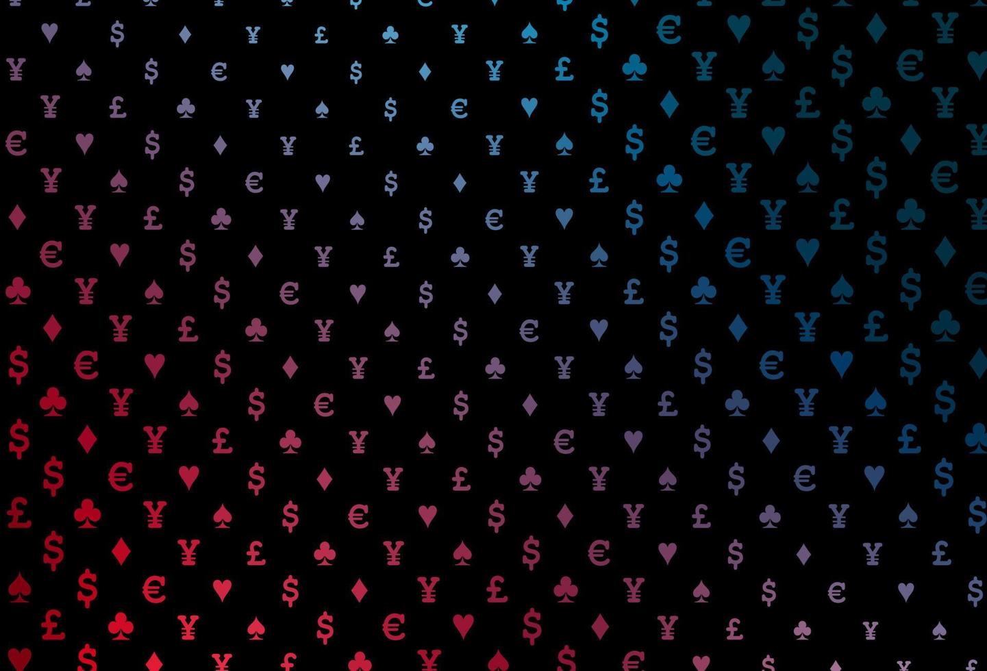 couverture vectorielle bleu foncé et rouge avec des symboles de pari. vecteur