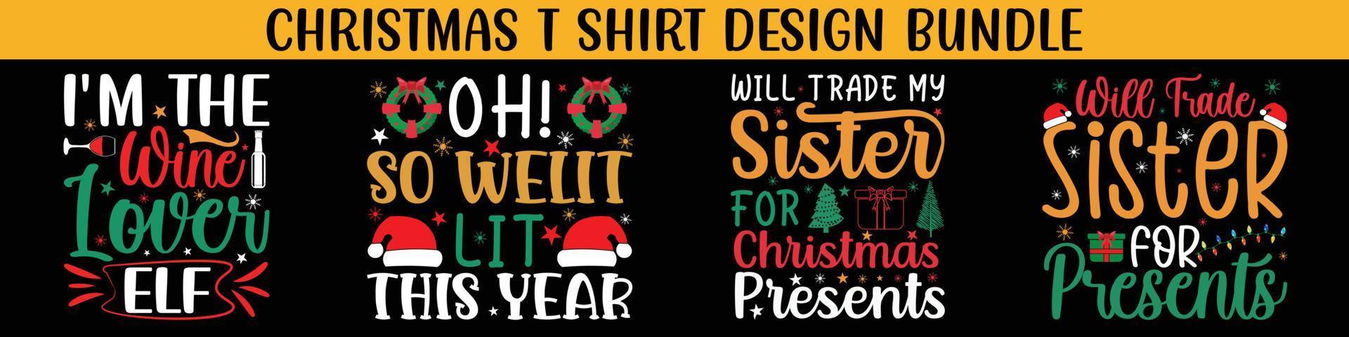 meilleurs ensembles de conception de typographie de lettrage de noël, ensemble de typographie de noël. cadeau de joyeux noël. conceptions de marchandises de noël. dessins de t-shirt pour chandail moche x mas party. vecteur